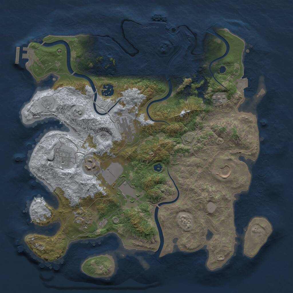 Rust Map: Procedural Map, Size: 3500, Seed: 362150596, 14 Monuments