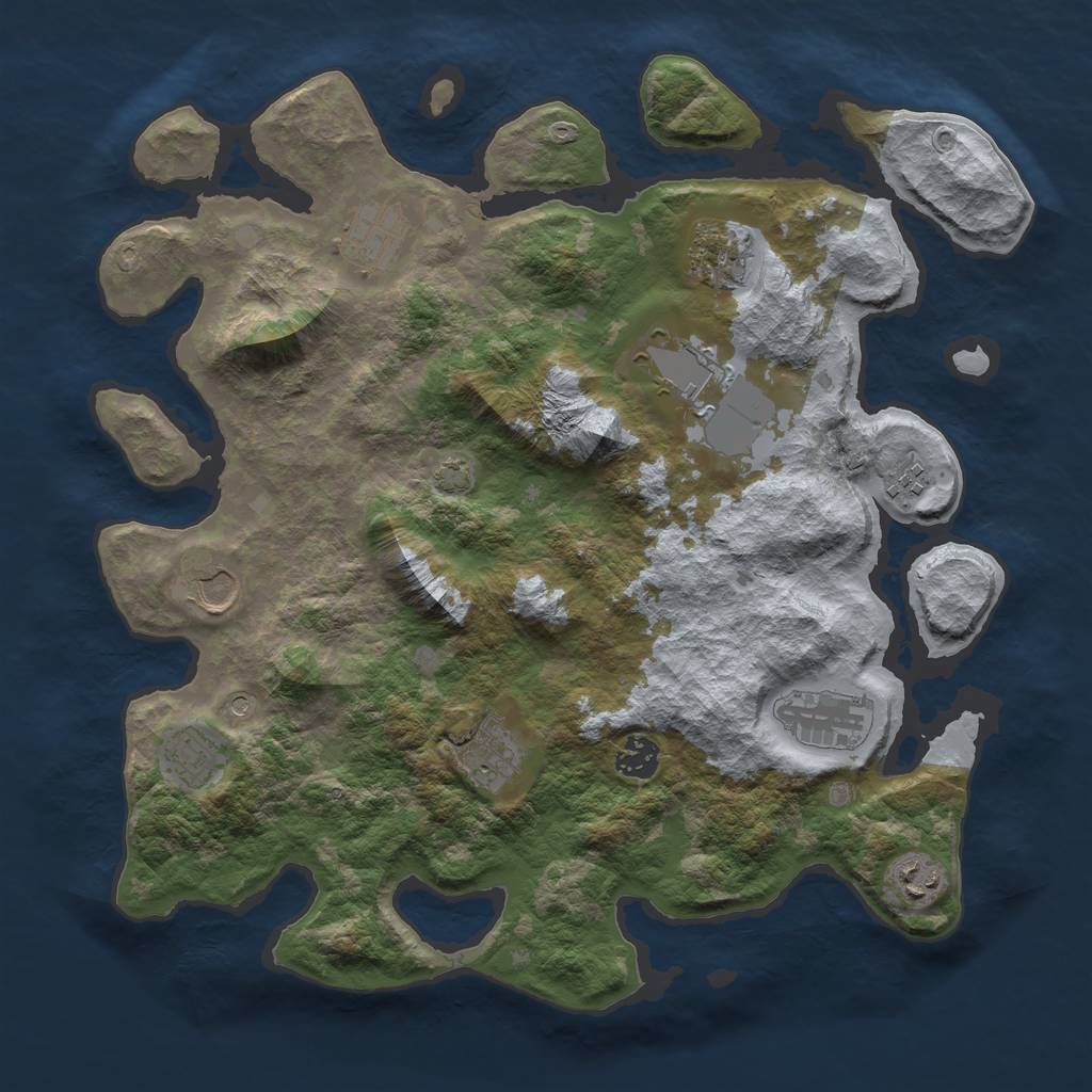 Rust Map: Barren, Size: 3800, Seed: 32123, 14 Monuments