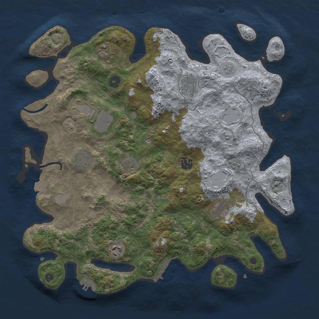 Rust Map: Procedural Map, Size: 4000, Seed: 739696056, 17 Monuments