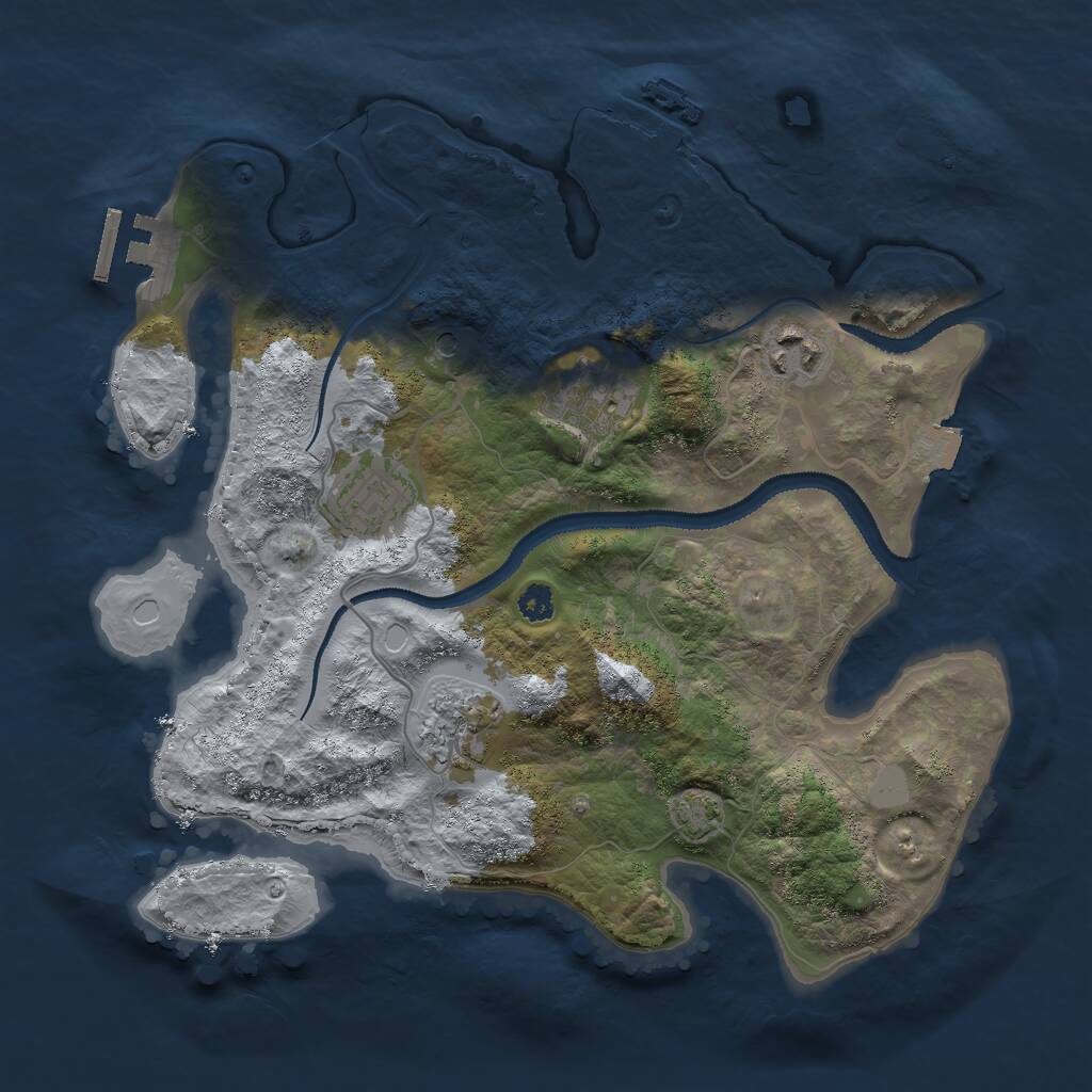 Rust Map: Procedural Map, Size: 3000, Seed: 151939691, 9 Monuments