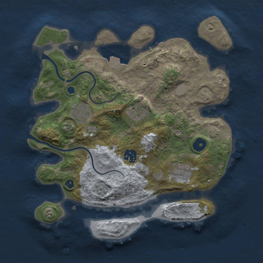 Rust Map: Procedural Map, Size: 3000, Seed: 72626, 7 Monuments