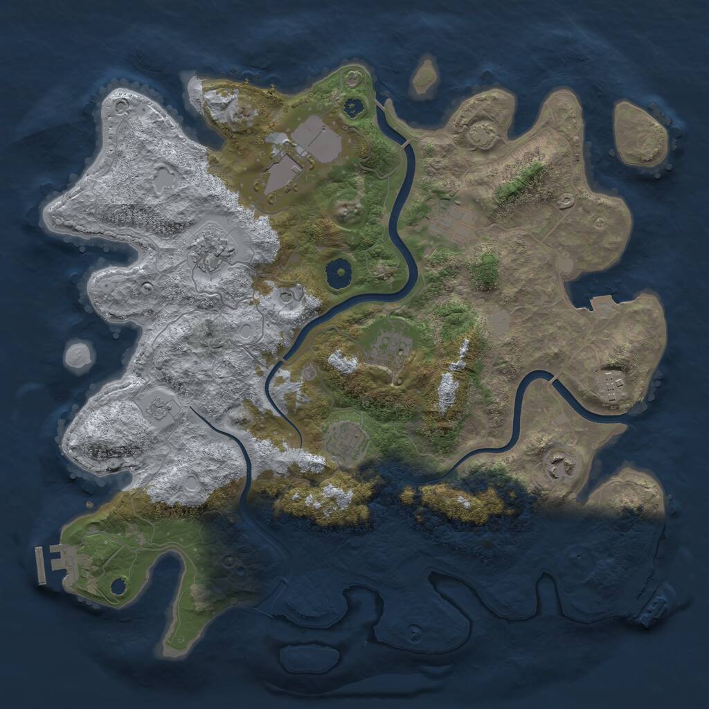 Rust Map: Procedural Map, Size: 3750, Seed: 91790562, 13 Monuments