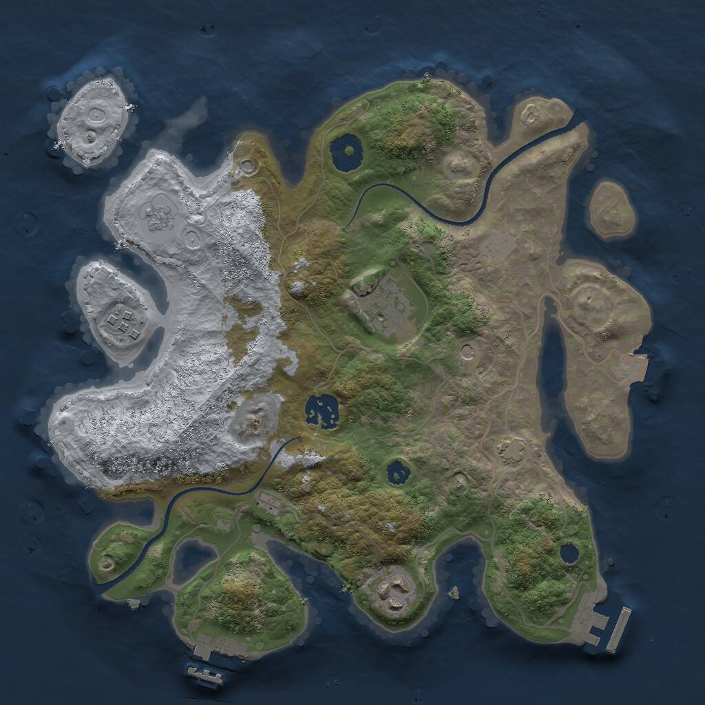 Rust Map: Procedural Map, Size: 3000, Seed: 4569, 10 Monuments