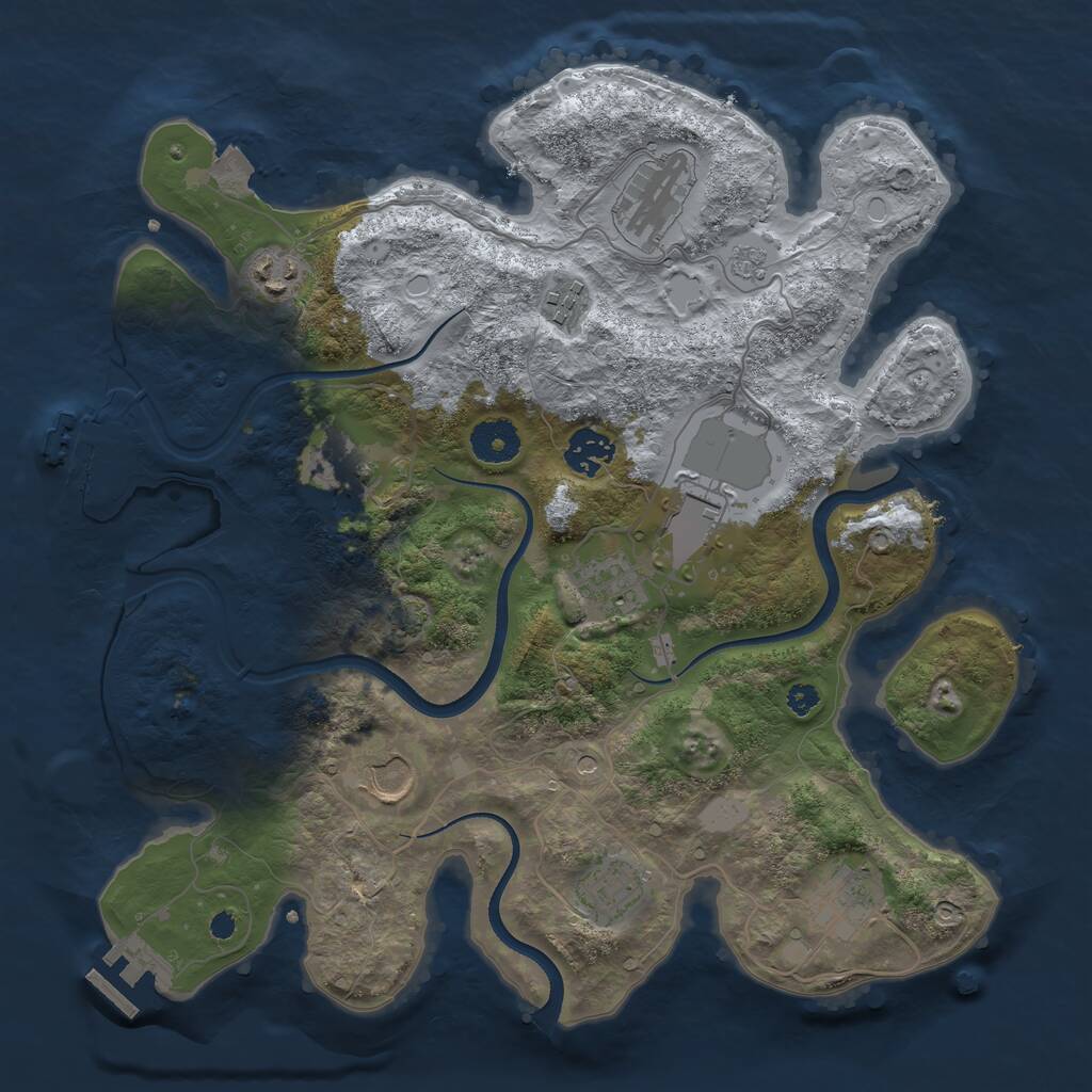 Rust Map: Procedural Map, Size: 3500, Seed: 870810, 16 Monuments