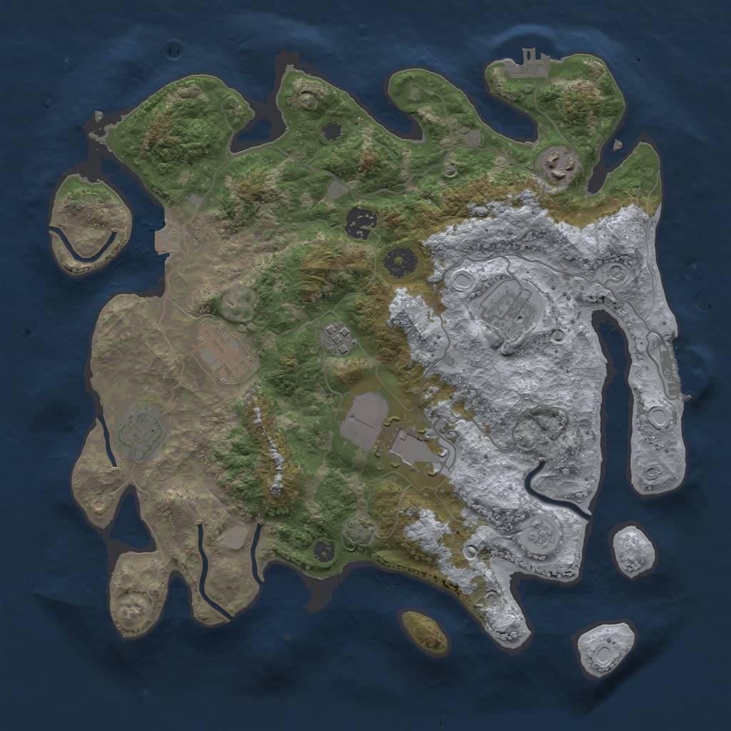 Rust Map: Procedural Map, Size: 3500, Seed: 219462242, 15 Monuments