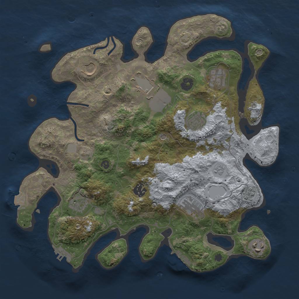Rust Map: Procedural Map, Size: 3500, Seed: 220888999, 17 Monuments