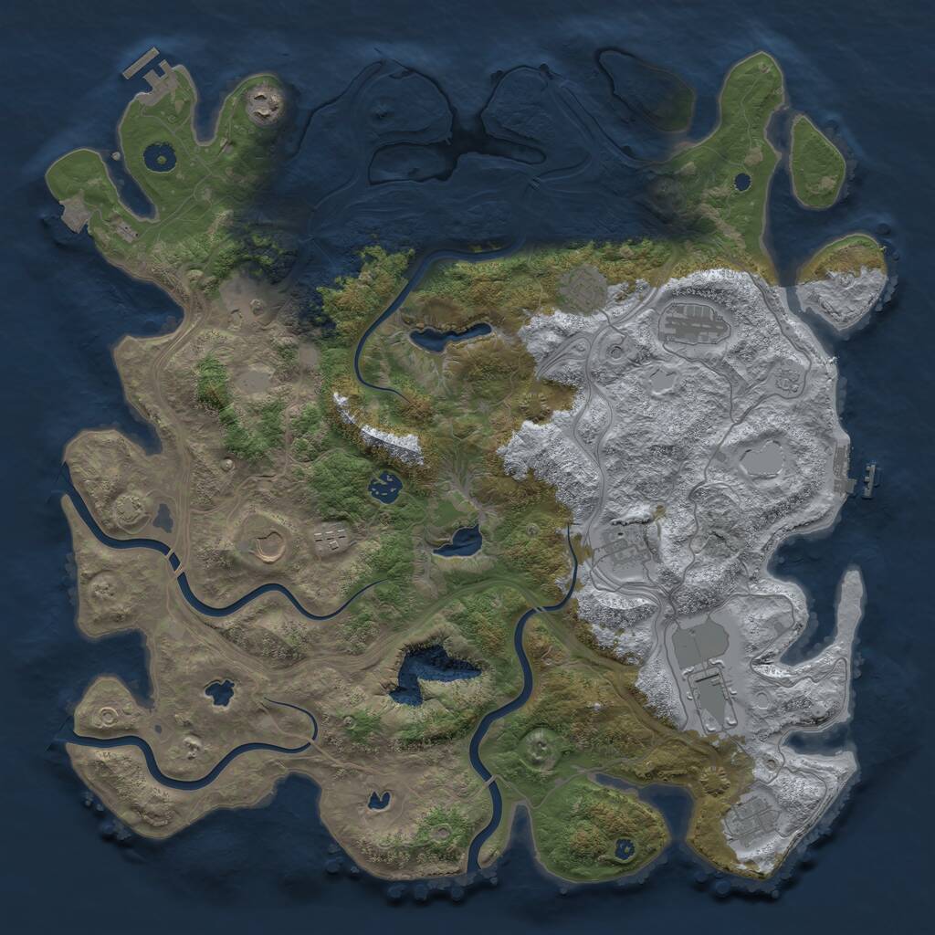 Rust Map: Procedural Map, Size: 4500, Seed: 113686857, 16 Monuments
