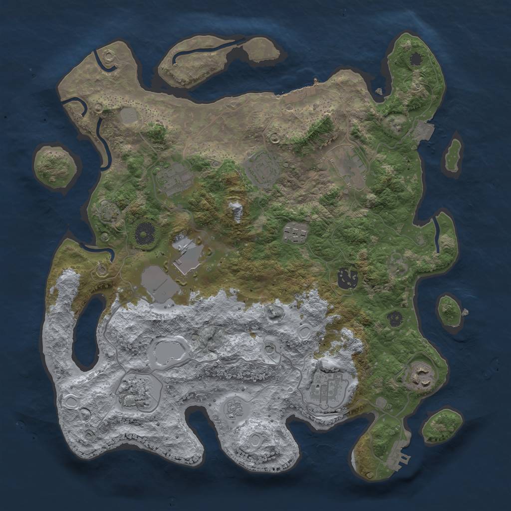 Rust Map: Procedural Map, Size: 3500, Seed: 320257134, 17 Monuments
