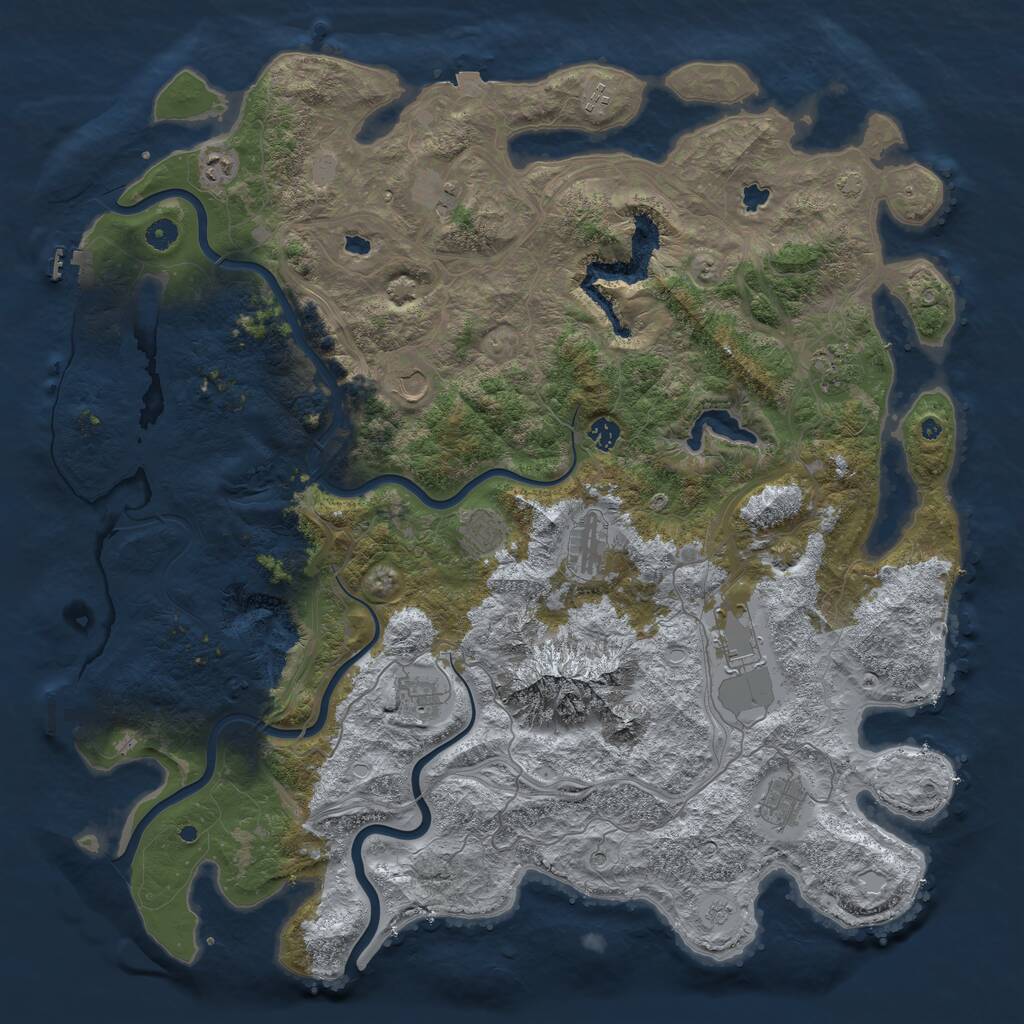Rust Map: Procedural Map, Size: 5000, Seed: 1696491338, 17 Monuments