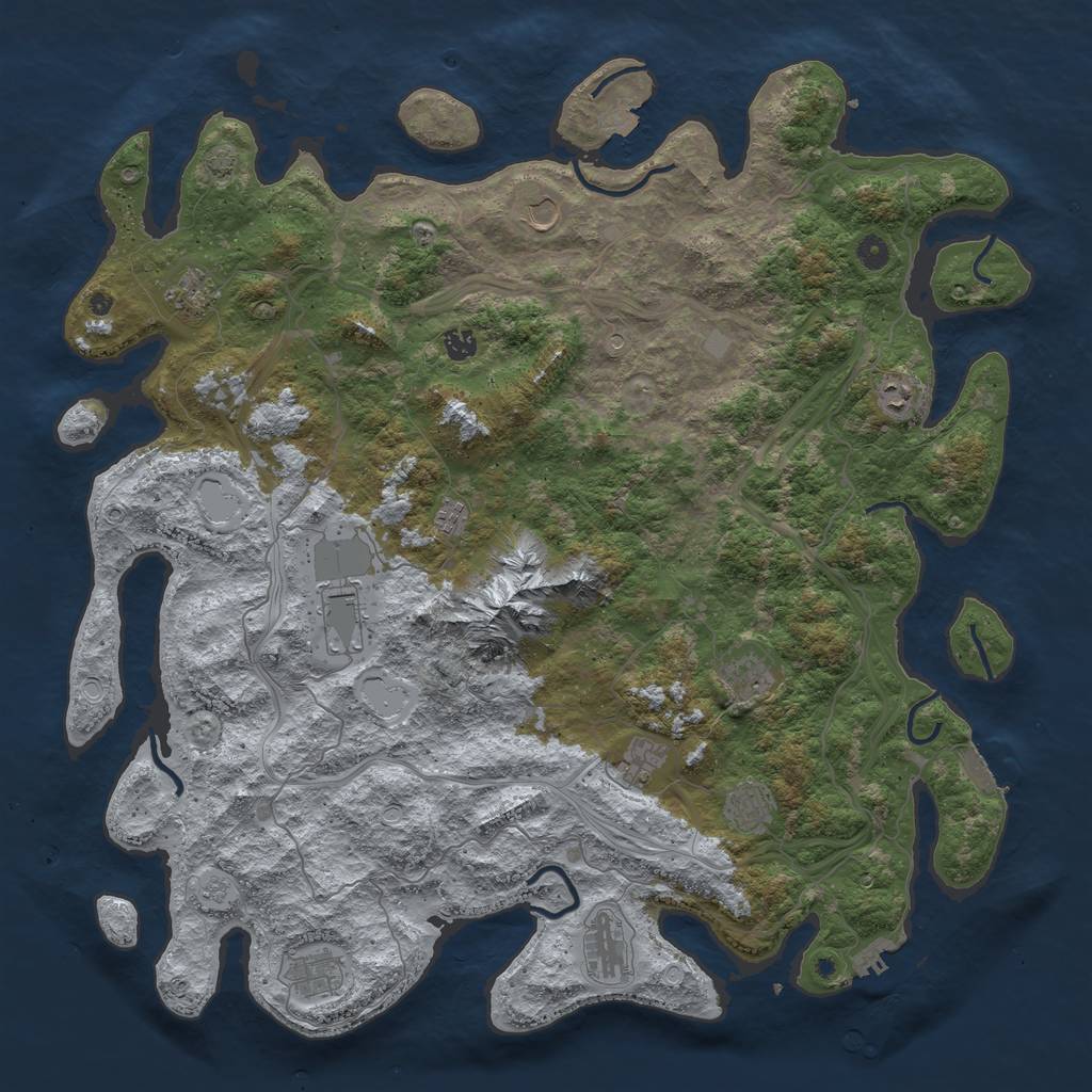 Rust Map: Procedural Map, Size: 5000, Seed: 51000, 19 Monuments