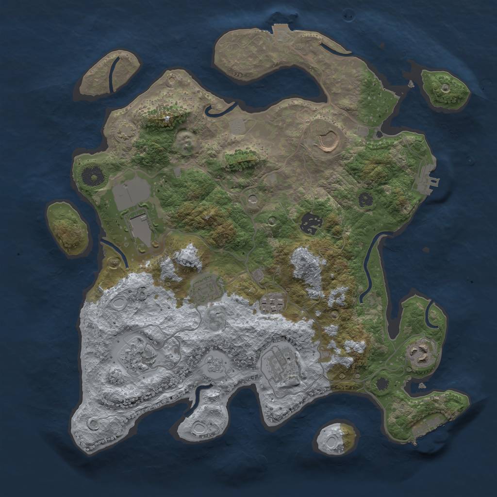 Rust Map: Procedural Map, Size: 3500, Seed: 585942, 16 Monuments