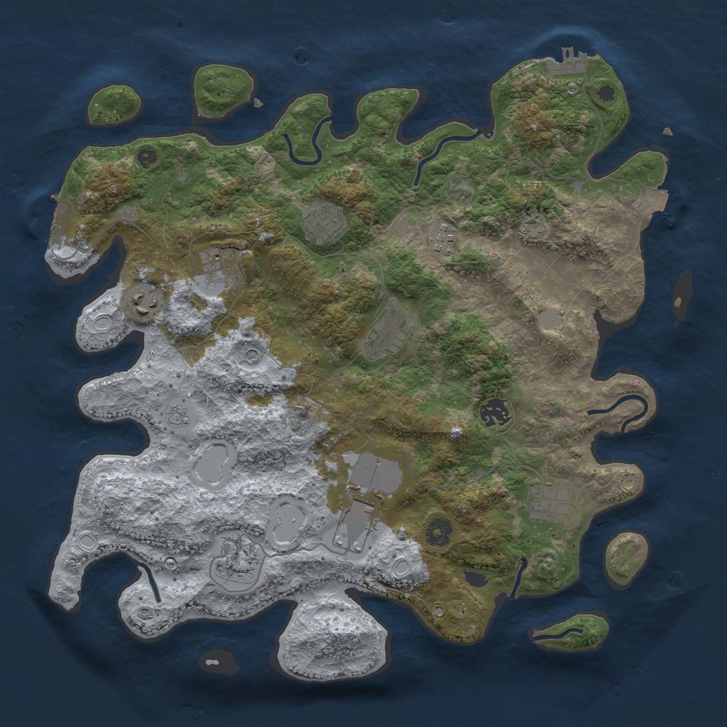 Rust Map: Procedural Map, Size: 3850, Seed: 42950, 17 Monuments