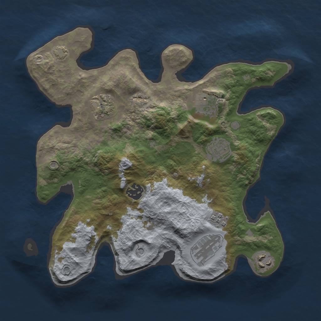 Rust Map: Barren, Size: 3000, Seed: 2084029218, 11 Monuments