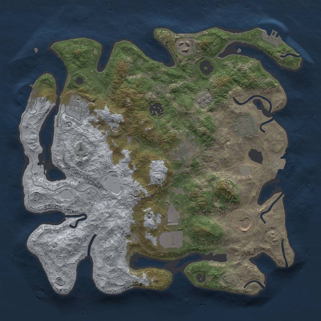 Rust Map: Procedural Map, Size: 3500, Seed: 21496863, 16 Monuments