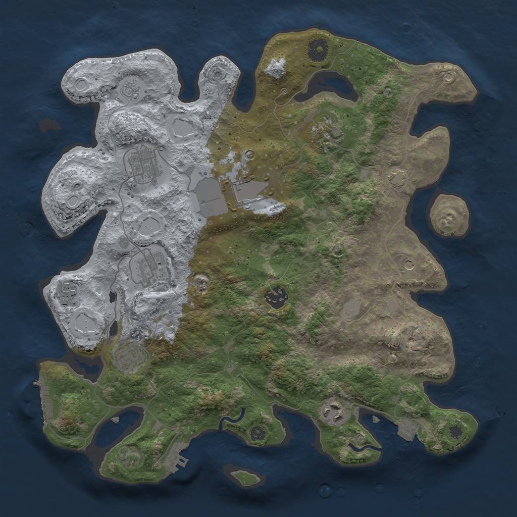 Rust Map: Procedural Map, Size: 3500, Seed: 2006041194, 16 Monuments
