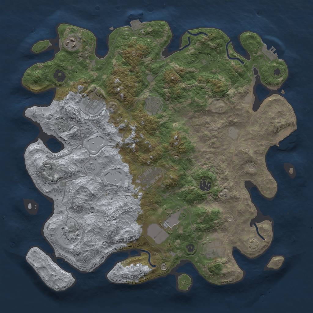 Rust Map: Procedural Map, Size: 3900, Seed: 5425295, 17 Monuments