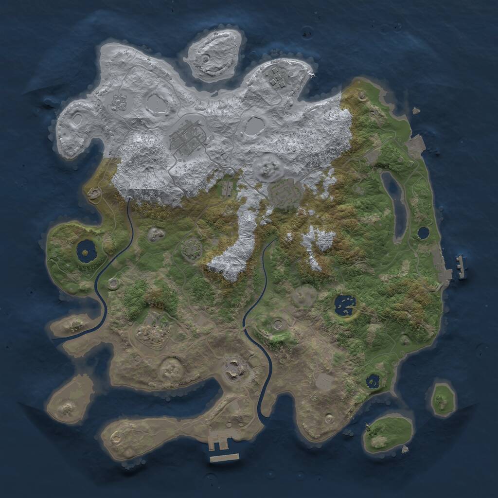 Rust Map: Procedural Map, Size: 3450, Seed: 9208, 12 Monuments