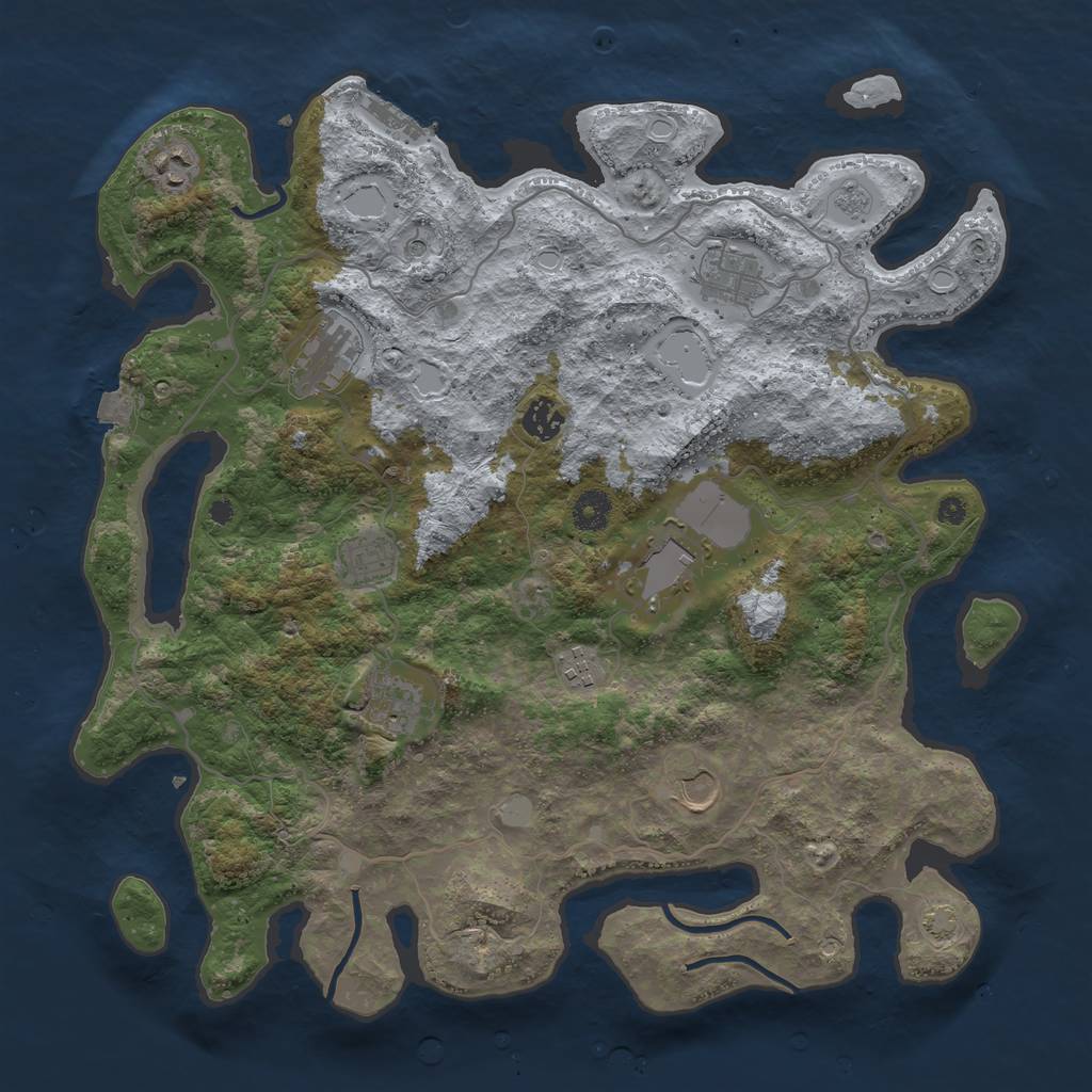 Rust Map: Procedural Map, Size: 4000, Seed: 1639020677, 16 Monuments