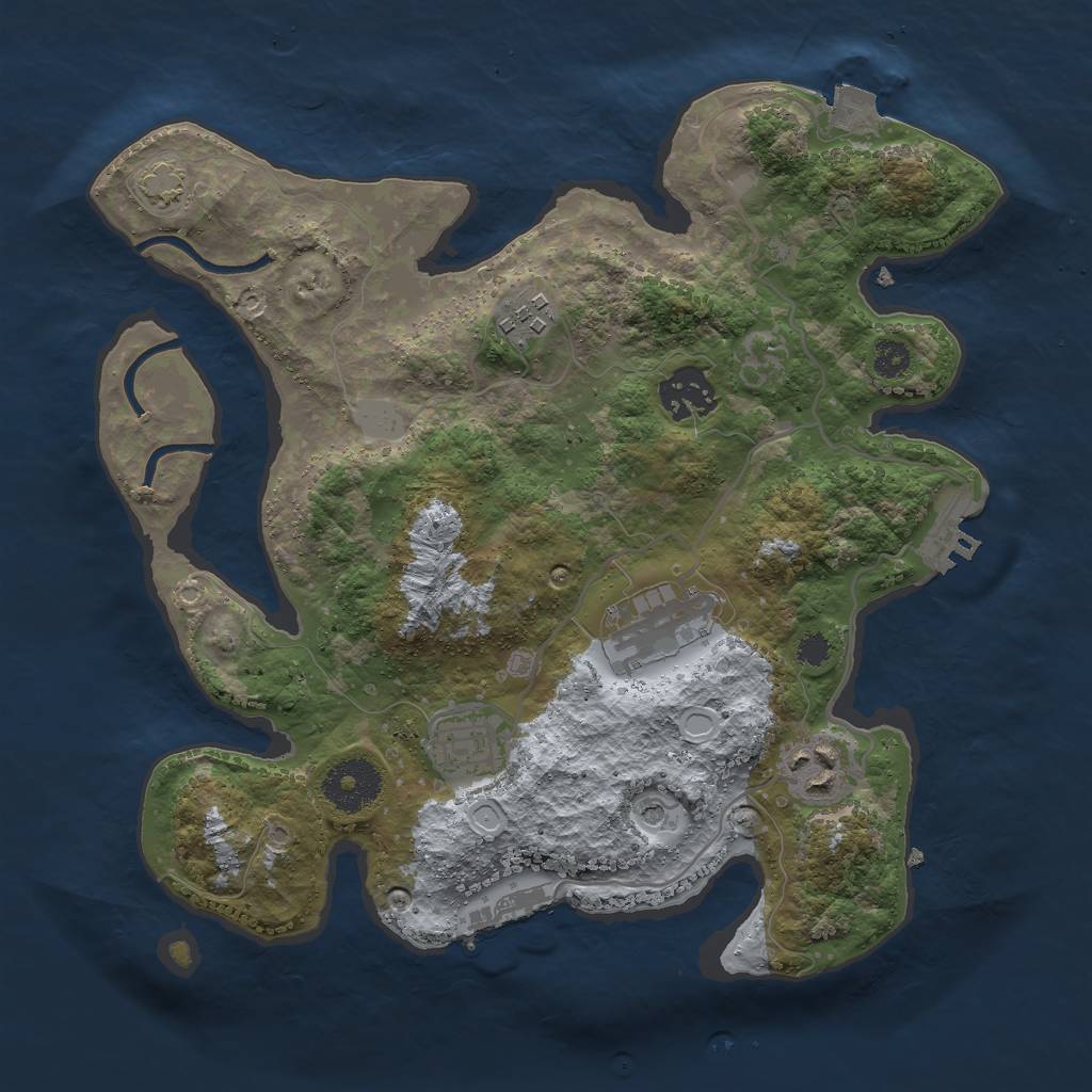 Rust Map: Procedural Map, Size: 3000, Seed: 25878, 12 Monuments