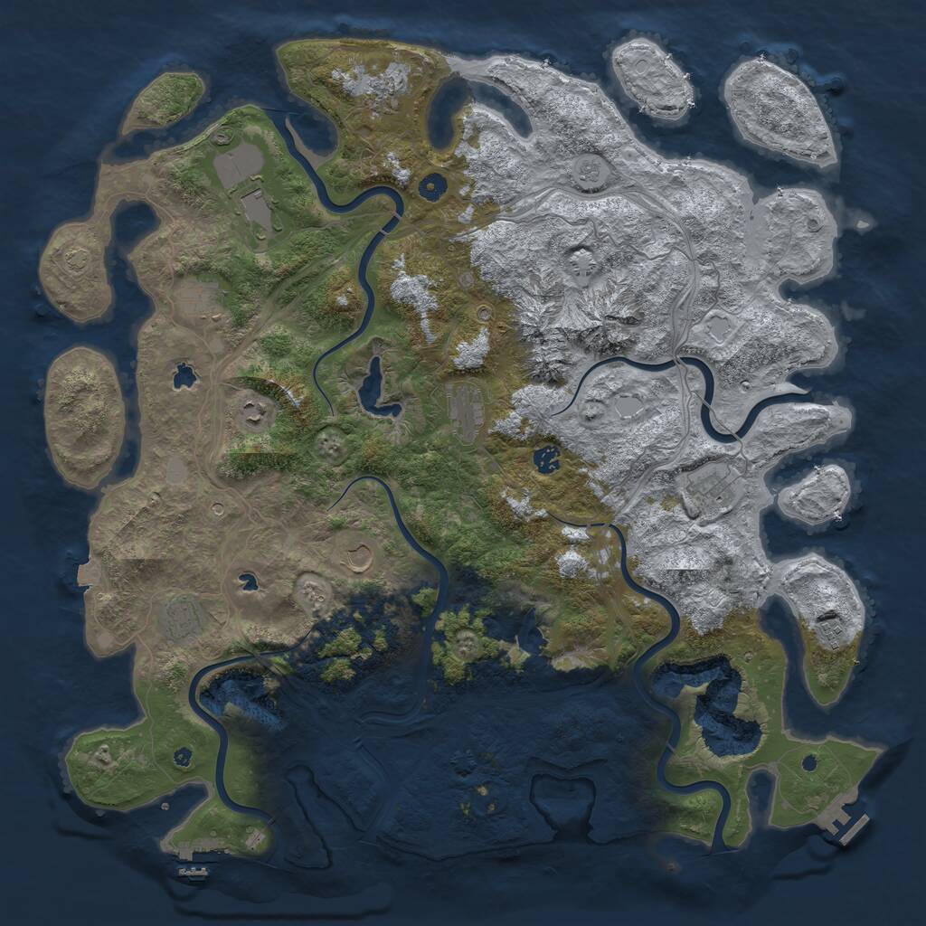 Rust Map: Procedural Map, Size: 5000, Seed: 7103, 16 Monuments