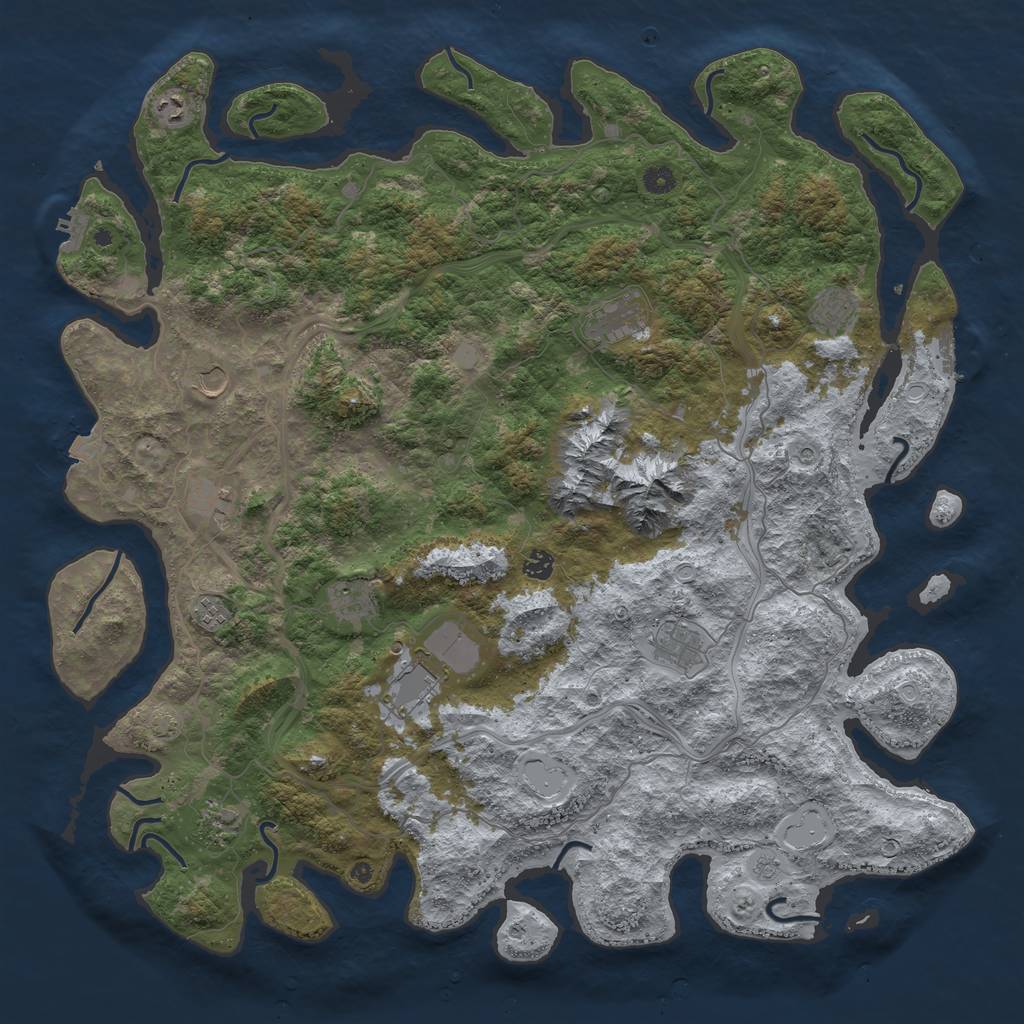 Rust Map: Procedural Map, Size: 5000, Seed: 645307800, 19 Monuments