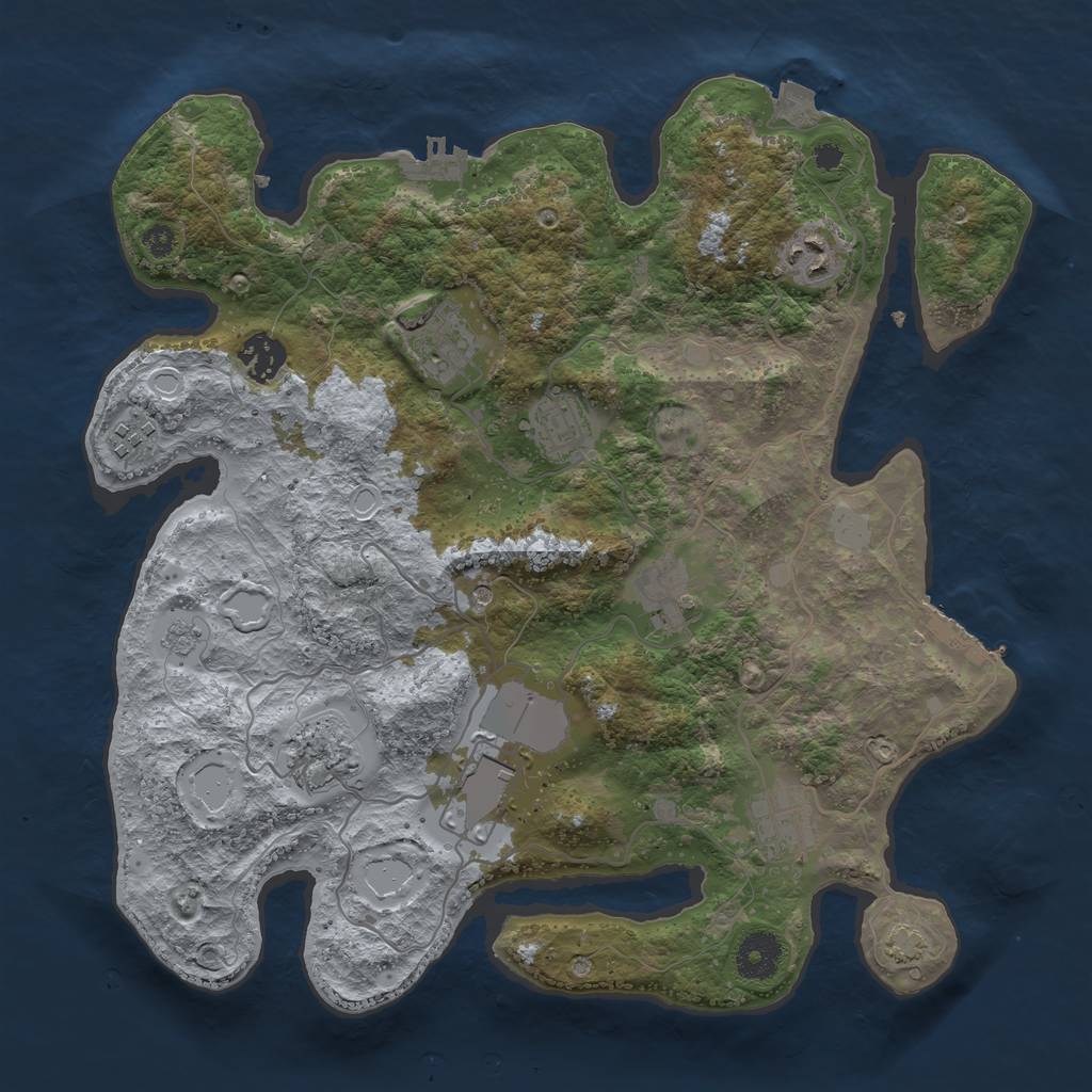 Rust Map: Procedural Map, Size: 3500, Seed: 627607891, 17 Monuments