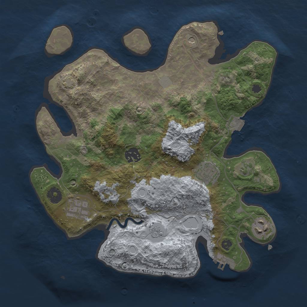 Rust Map: Procedural Map, Size: 3000, Seed: 23055, 11 Monuments