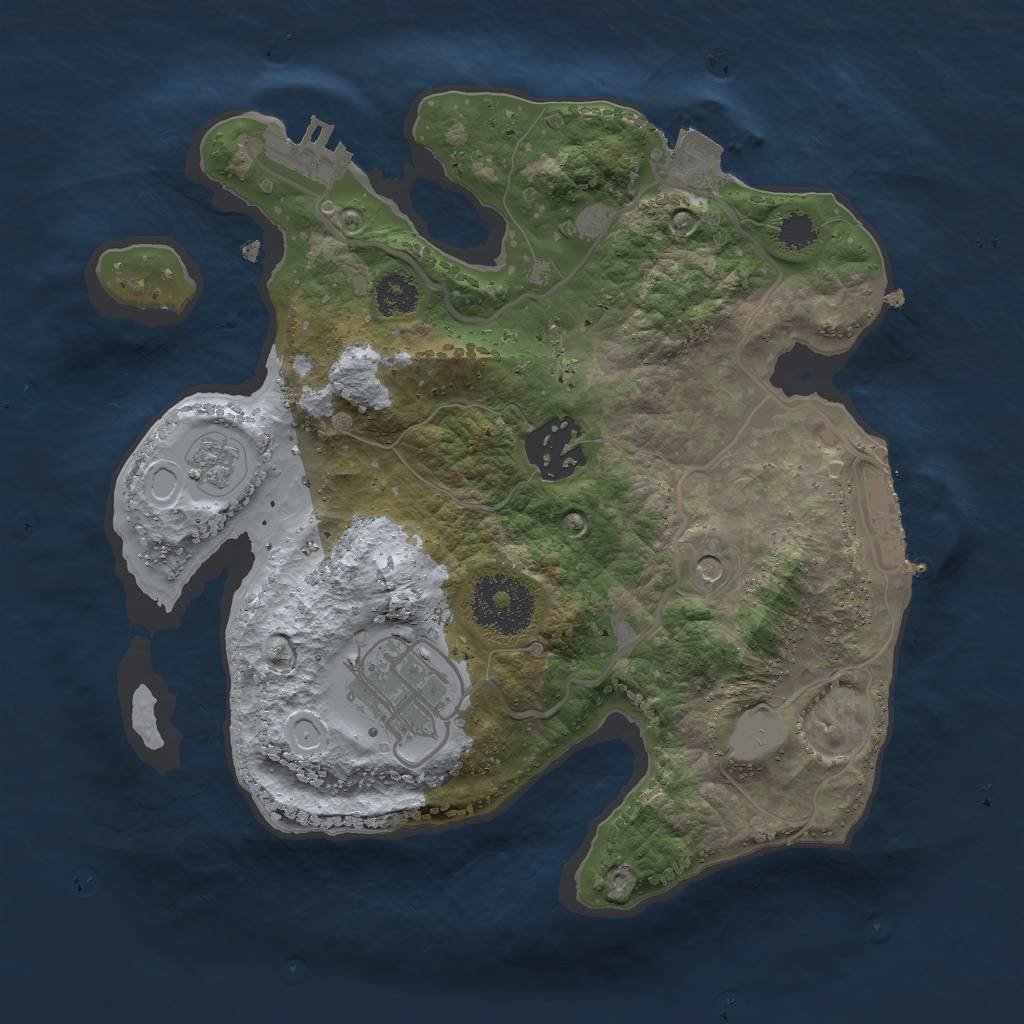 Rust Map: Procedural Map, Size: 2500, Seed: 1583401725, 9 Monuments