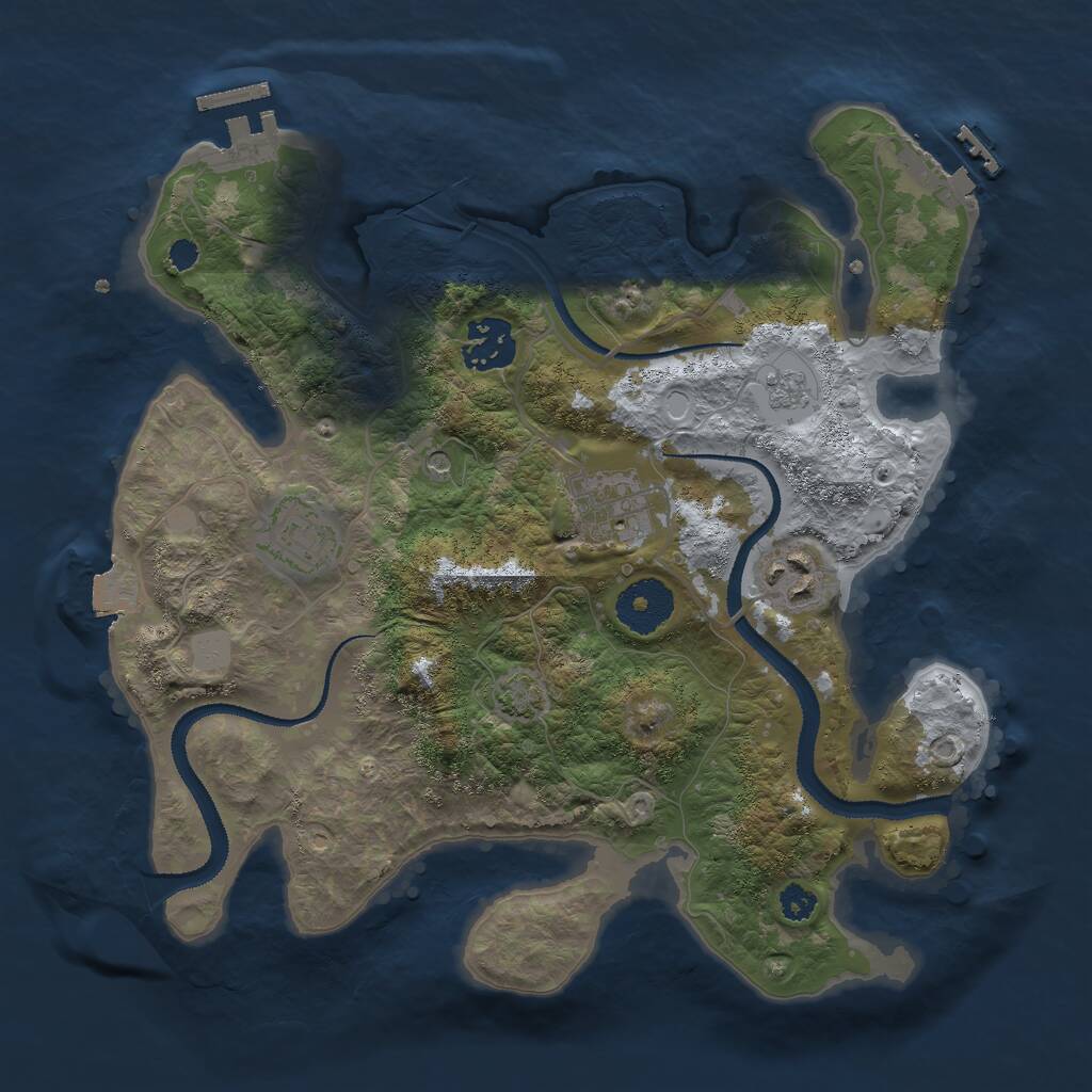 Rust Map: Procedural Map, Size: 3000, Seed: 2472, 10 Monuments