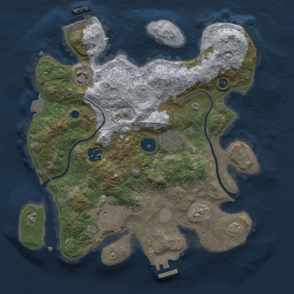 Rust Map: Procedural Map, Size: 3000, Seed: 59661, 10 Monuments