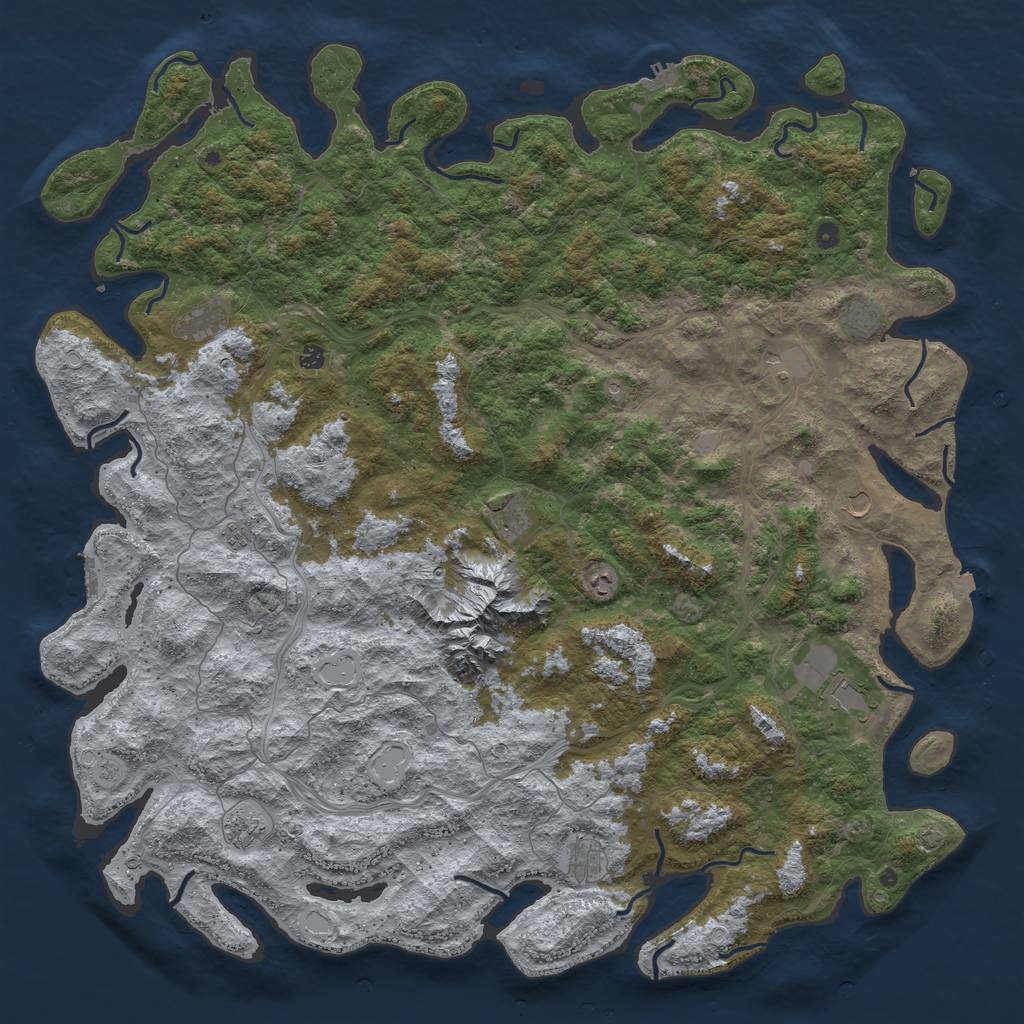 Rust Map: Procedural Map, Size: 6000, Seed: 453720308, 19 Monuments