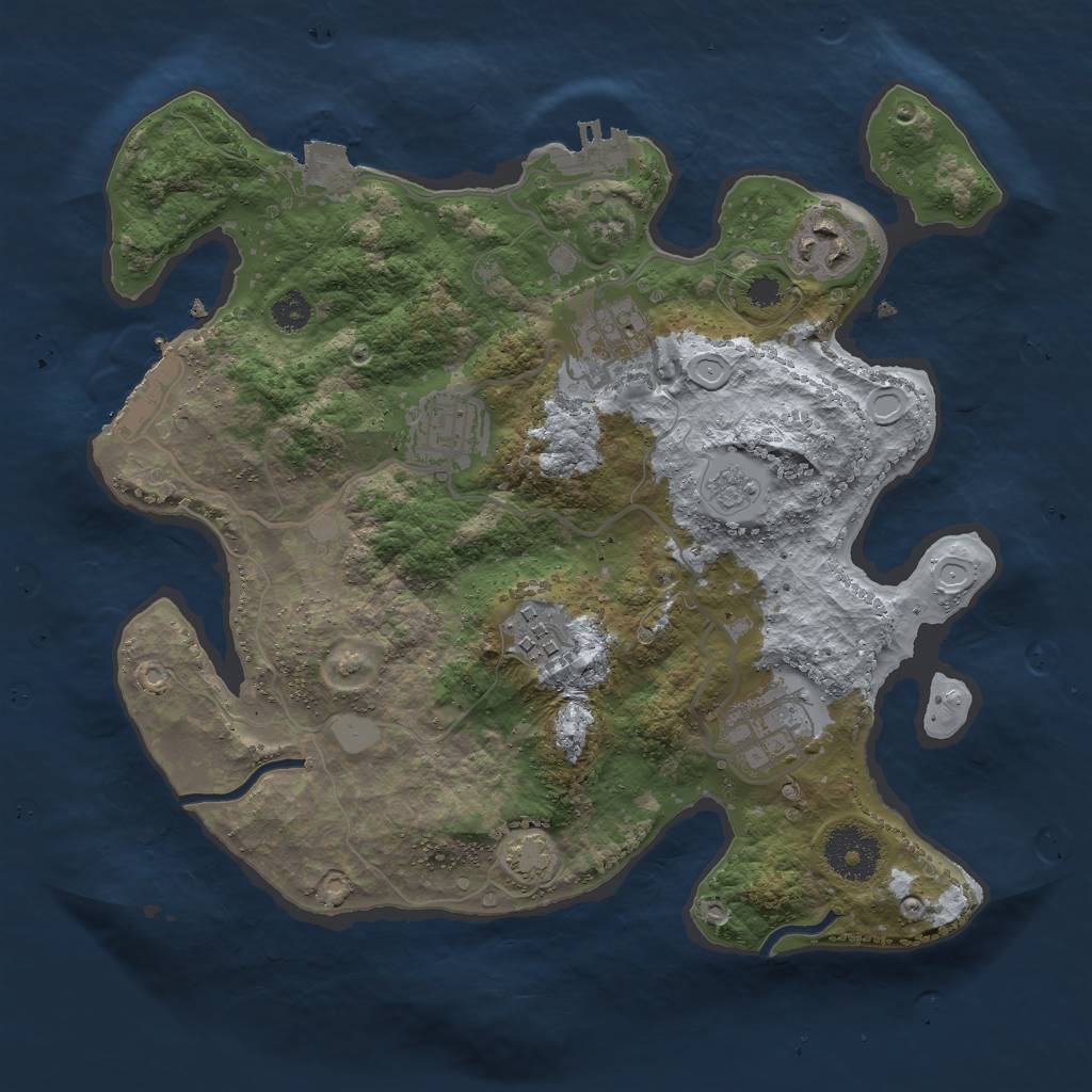 Rust Map: Procedural Map, Size: 3000, Seed: 1927056844, 12 Monuments