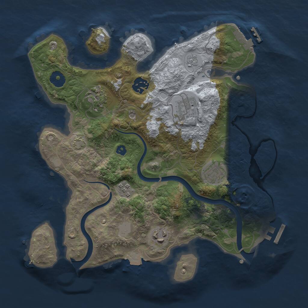Rust Map: Procedural Map, Size: 3000, Seed: 24011959, 12 Monuments