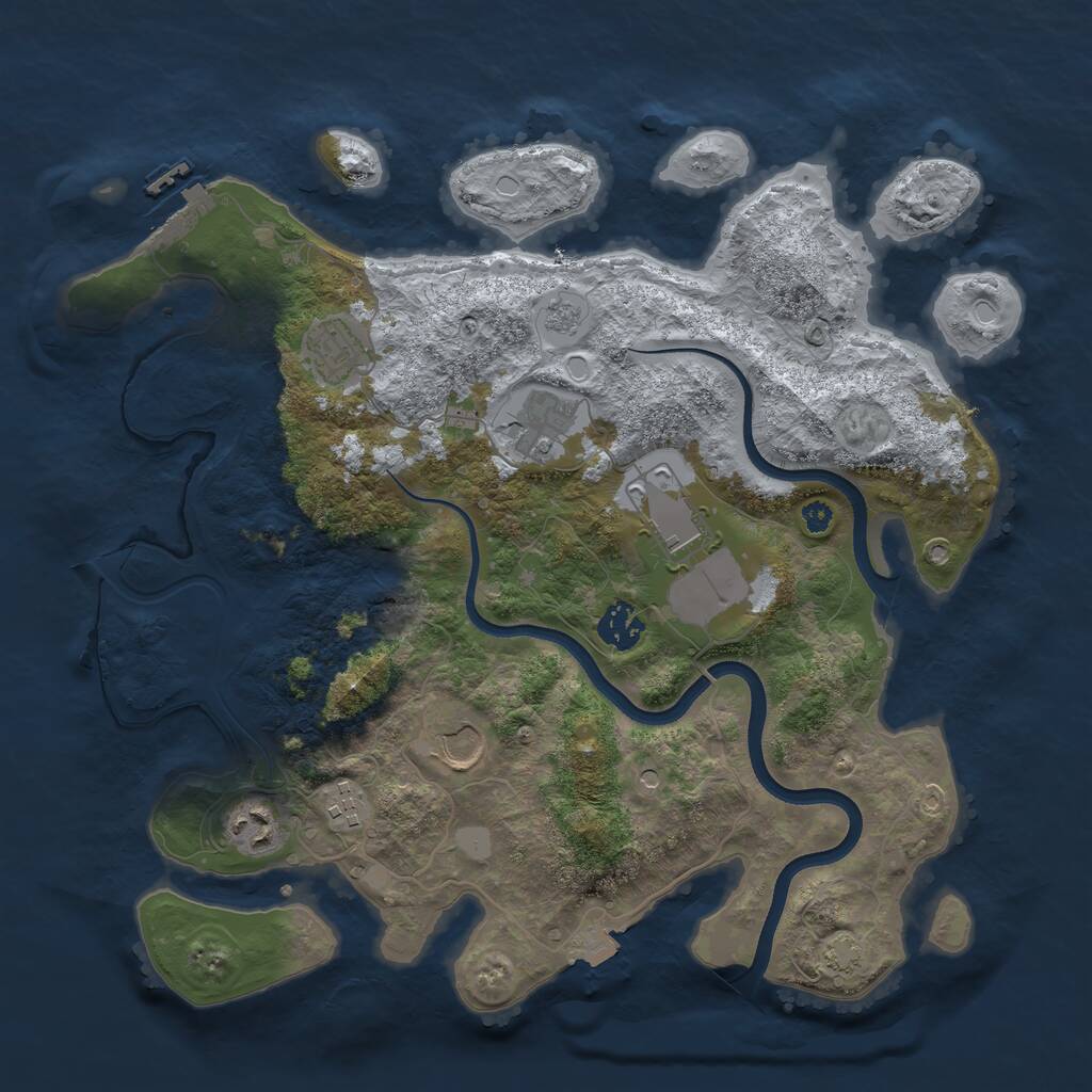 Rust Map: Procedural Map, Size: 3600, Seed: 3874291, 12 Monuments