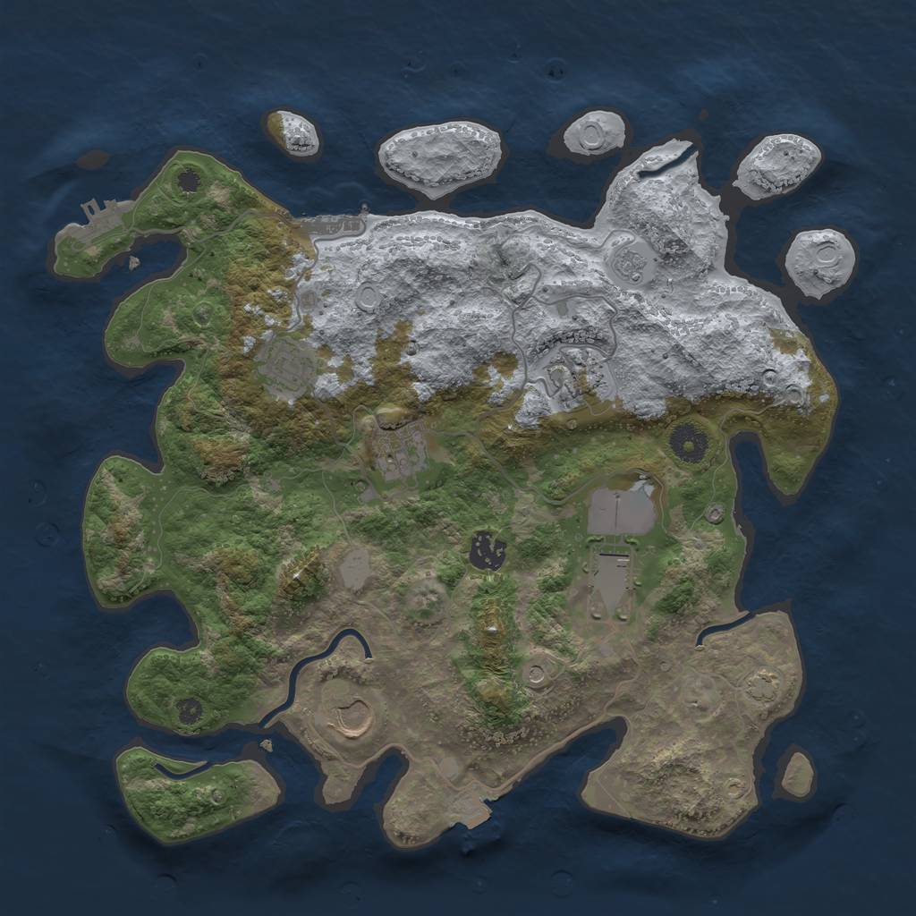 Rust Map: Procedural Map, Size: 3600, Seed: 3874291, 14 Monuments