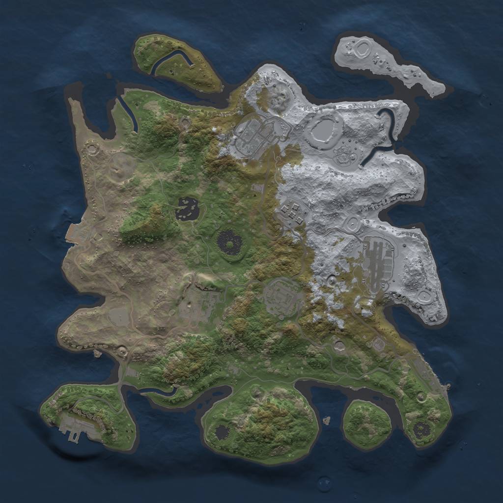 Rust Map: Procedural Map, Size: 3000, Seed: 1580803481, 13 Monuments