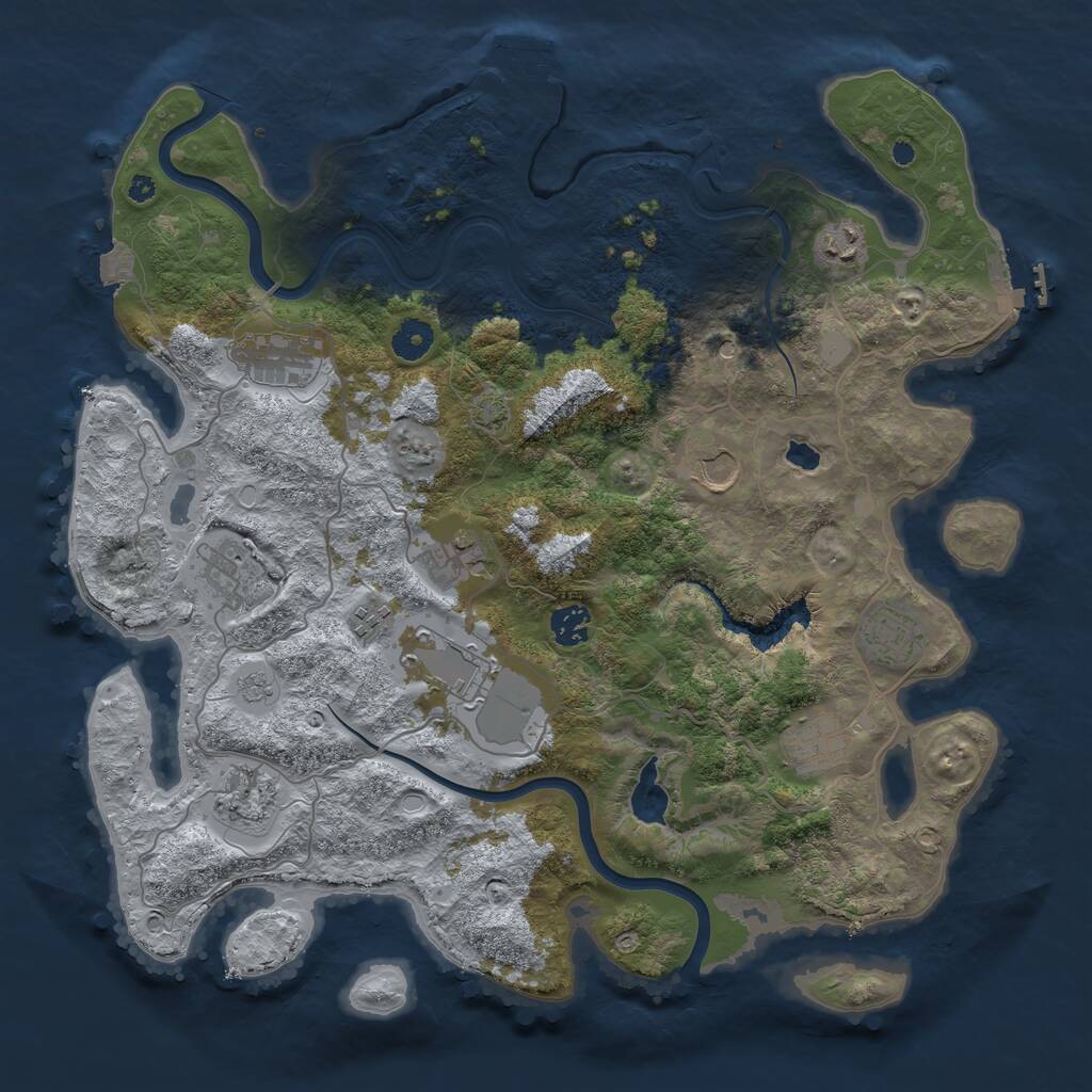 Rust Map: Procedural Map, Size: 4000, Seed: 1965047494, 17 Monuments