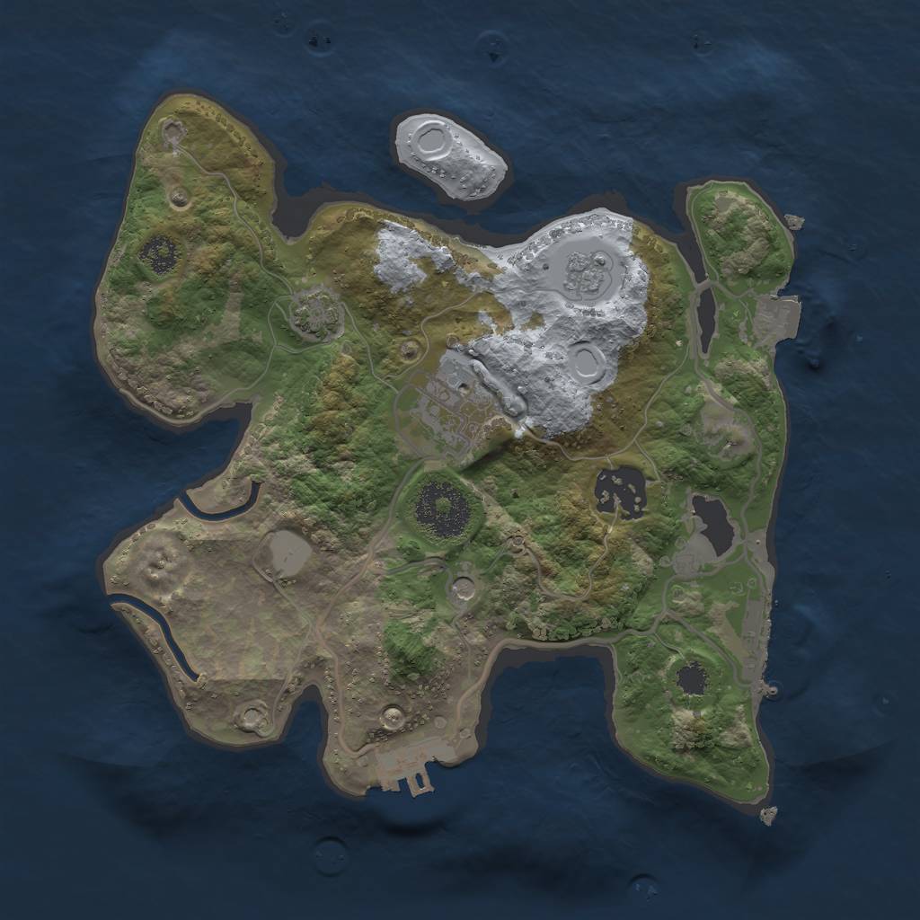 Rust Map: Procedural Map, Size: 2500, Seed: 911689774, 10 Monuments
