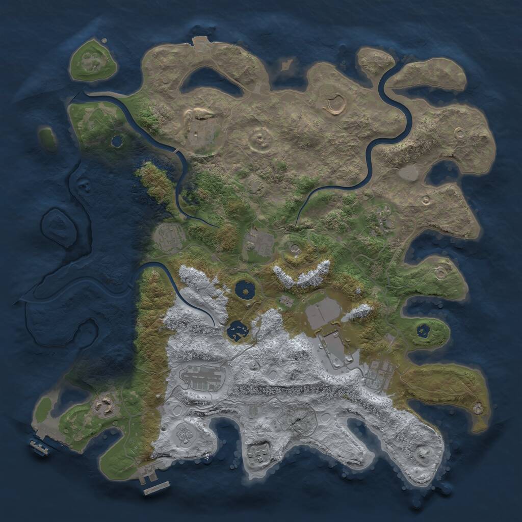 Rust Map: Procedural Map, Size: 3950, Seed: 2145331313, 17 Monuments