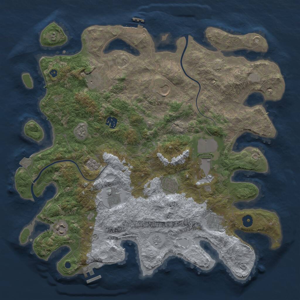 Rust Map: Procedural Map, Size: 3950, Seed: 2145331313, 15 Monuments