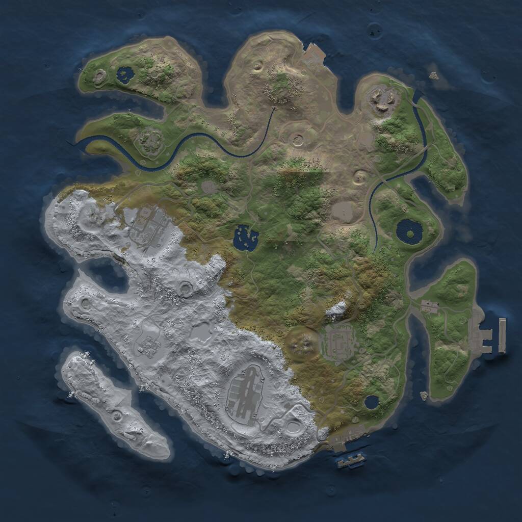 Rust Map: Procedural Map, Size: 3000, Seed: 920126878, 11 Monuments