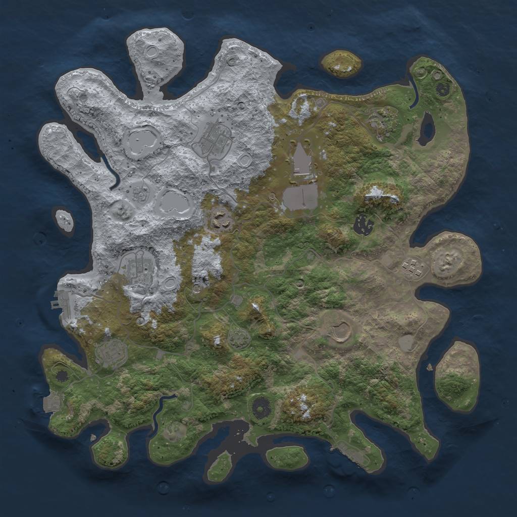 Rust Map: Procedural Map, Size: 3800, Seed: 20893, 17 Monuments