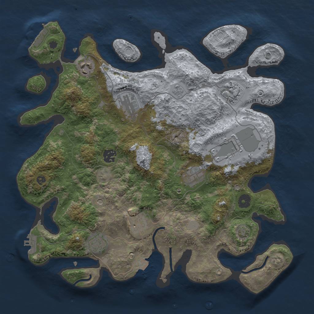 Rust Map: Procedural Map, Size: 3500, Seed: 201320352, 16 Monuments