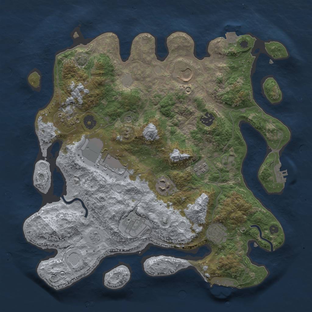 Rust Map: Procedural Map, Size: 3500, Seed: 9438, 16 Monuments