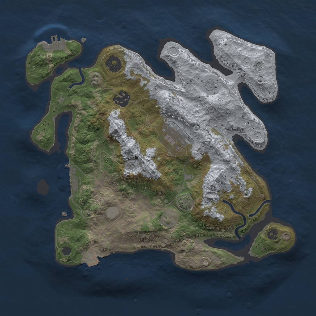 Rust Map: Procedural Map, Size: 3000, Seed: 2138456953, 10 Monuments