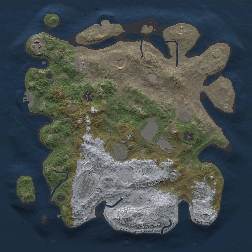 Rust Map: Procedural Map, Size: 3500, Seed: 922335079, 16 Monuments