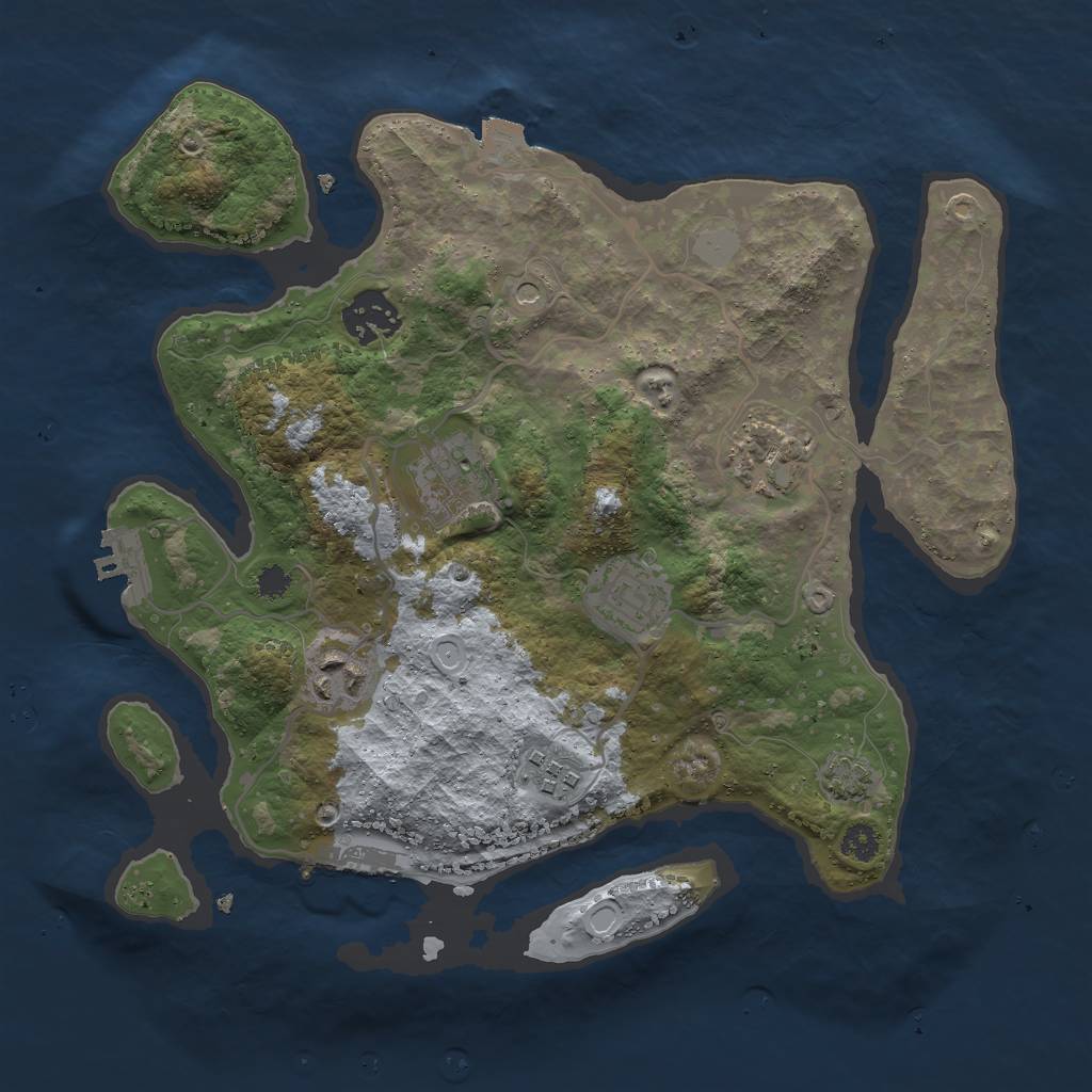 Rust Map: Procedural Map, Size: 3000, Seed: 1633108819, 13 Monuments