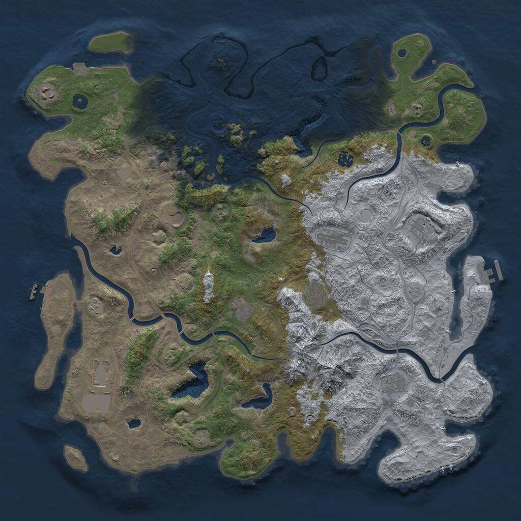 Rust Map: Procedural Map, Size: 5000, Seed: 39908320, 16 Monuments