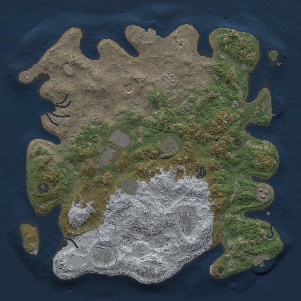 Rust Map: Procedural Map, Size: 4050, Seed: 128324714, 17 Monuments