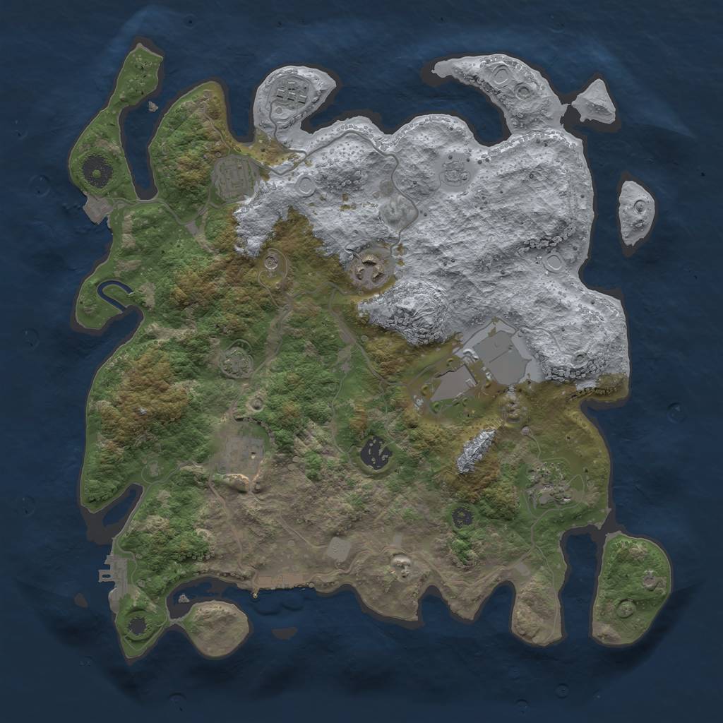 Rust Map: Procedural Map, Size: 3550, Seed: 61661763, 15 Monuments